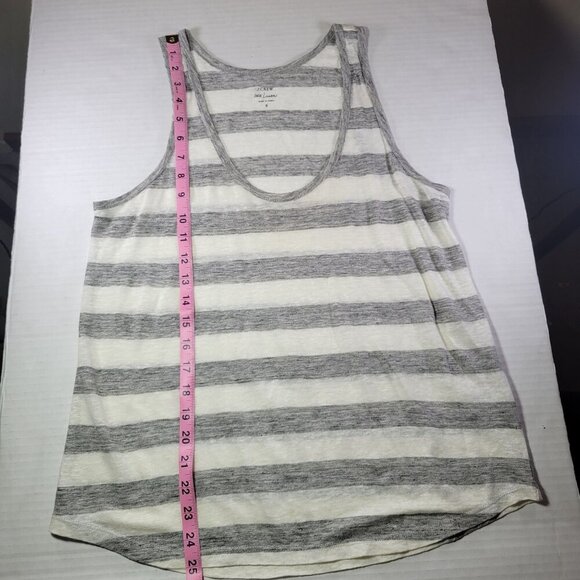 J.Crew Women Gray & White Striped Casual Lightweight 100% Linen Tank Top Size S - Picture 5 of 7